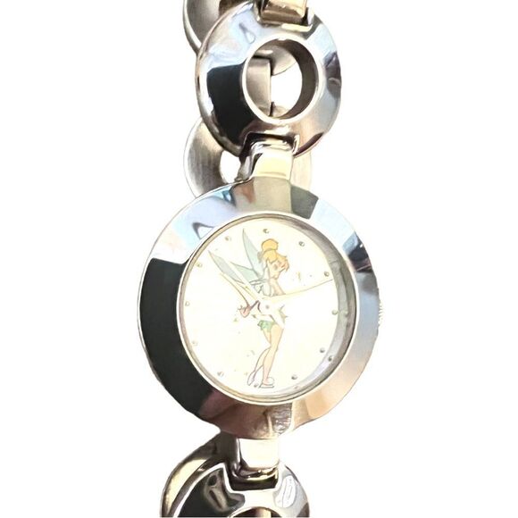 RARE Vintage Disney Tinker Bell Silver Tone Circle Bracelet Watch Working - Picture 11 of 15